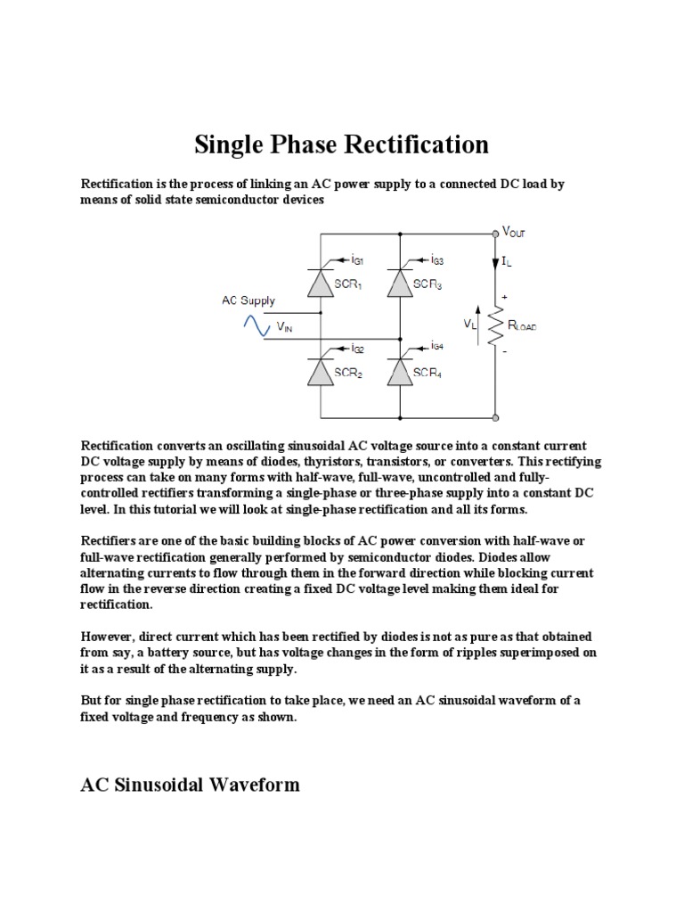 Single Phase Rectification Explained | PDF | Rectifier | Root Mean Square