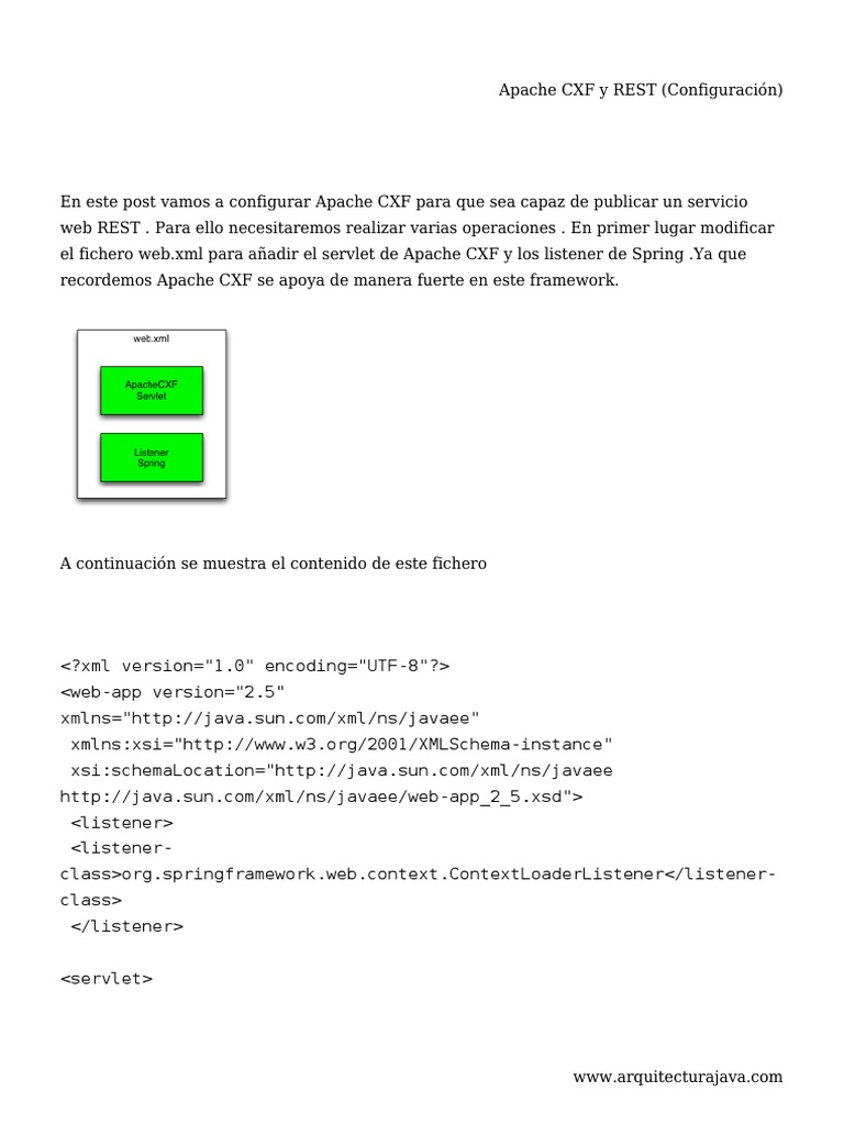 Configuración de Apache CXF para REST | PDF | Transferencia de estado ...