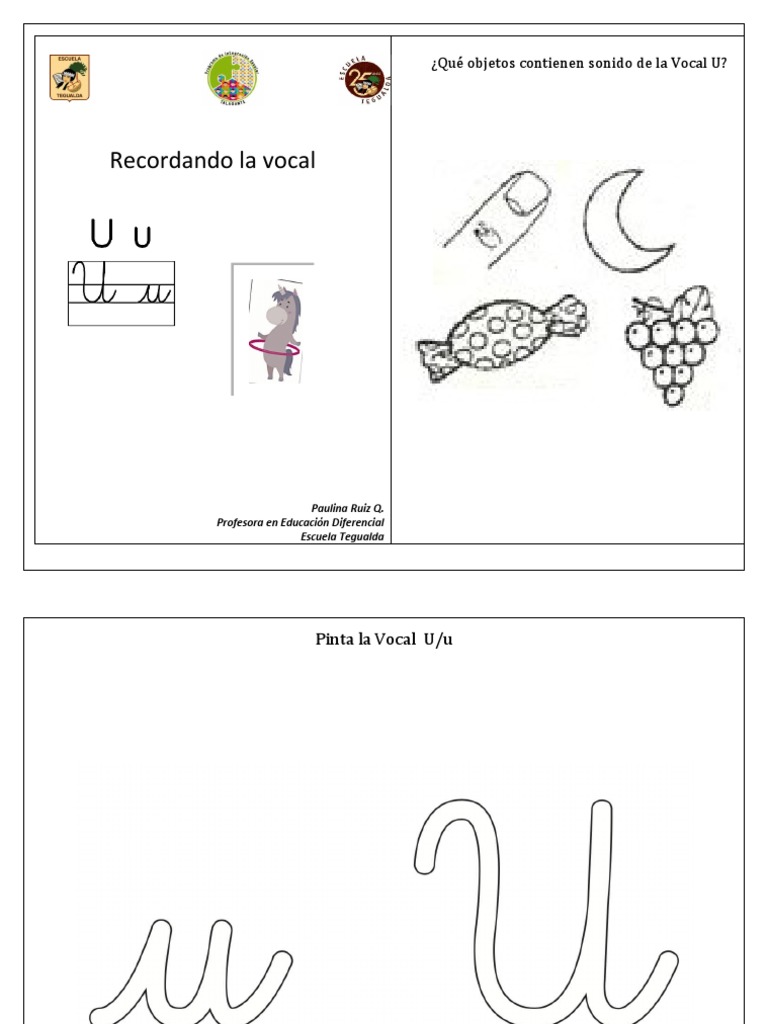 Actividades para Aprender la Vocal U | PDF | Artes del Lenguaje y ...