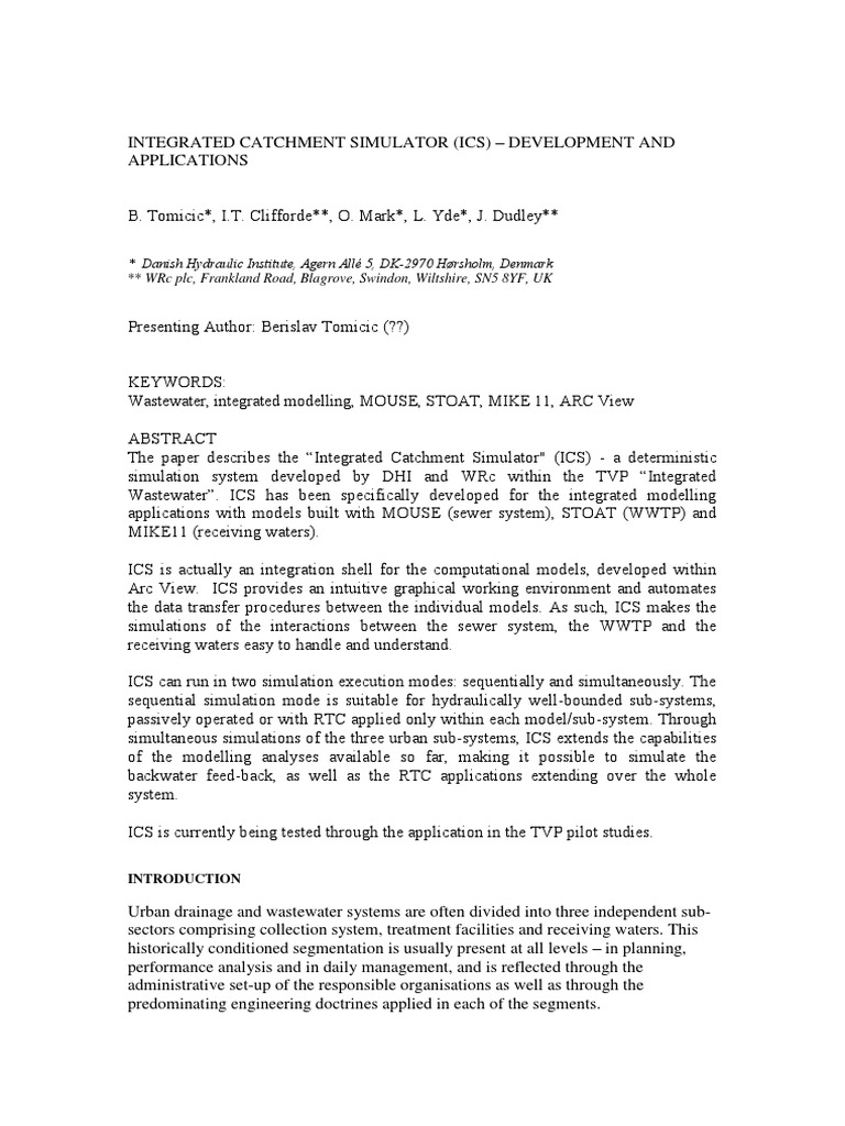 Integrated Catchment Simulator1 | PDF | Sewage | Simulation
