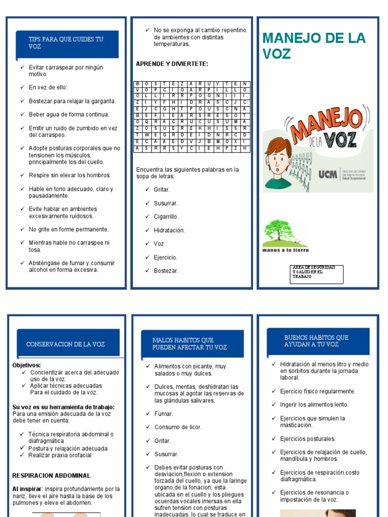 Plegable Manejo de La Voz | PDF | Salud y bienestar | Medicina