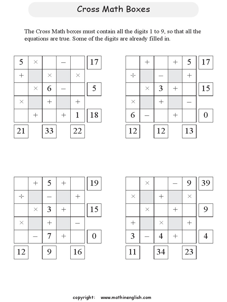 CrossMath3by3Easier PDF | PDF | Teaching Methods & Materials