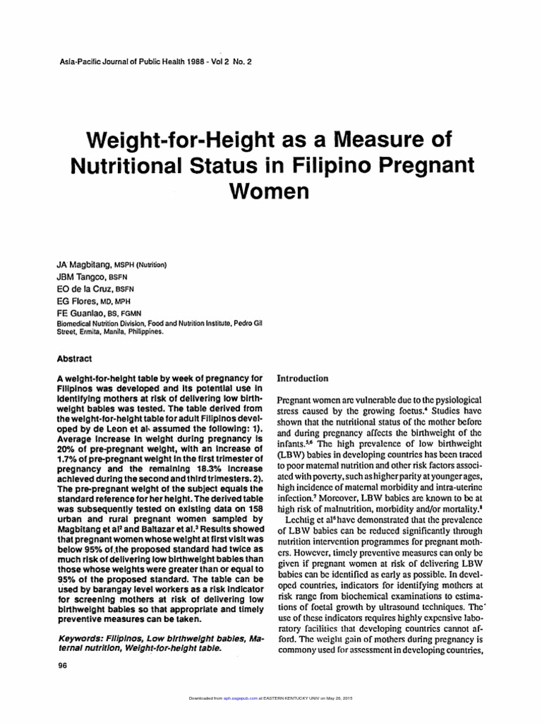 Nutritional Status of Pregnant Filipinas | PDF | Pregnancy ...