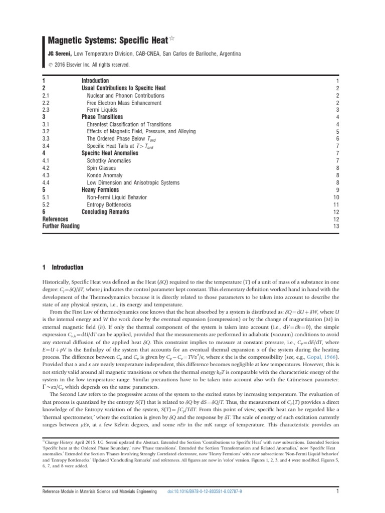 Magnetic Systems and Specific Heat Analysis | PDF | Phase Transition | Heat