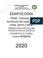 Factores de Formacion de Suelo (Costa, Sierra y Selva)