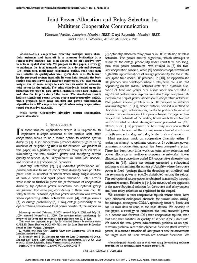 Joint Power Allocation and Relay Selection For Multiuser Cooperative ...