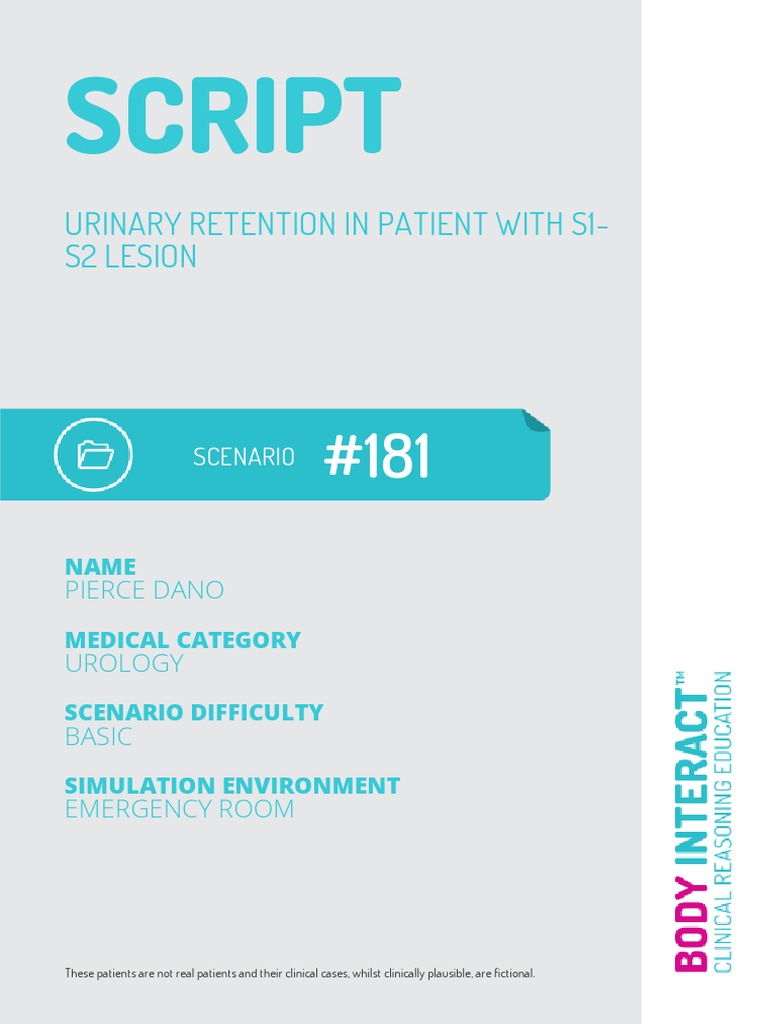 Script: Urinary Retention in Patient With S1-S2 Lesion | PDF | Urinary ...