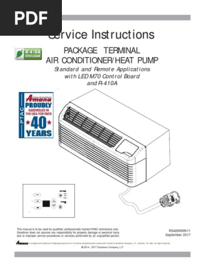 Amana Ptac Service Pdf Air Conditioning Electric Heating