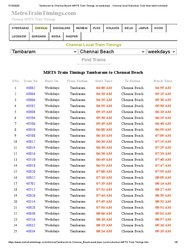tambaram-to-chennai-beach-mrts-train-timings-on-weekdays-chennai