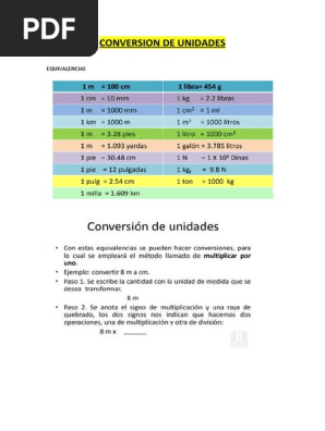 Conversion De Unidades Pdf