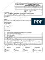 SOP For Checking of Precision Balance