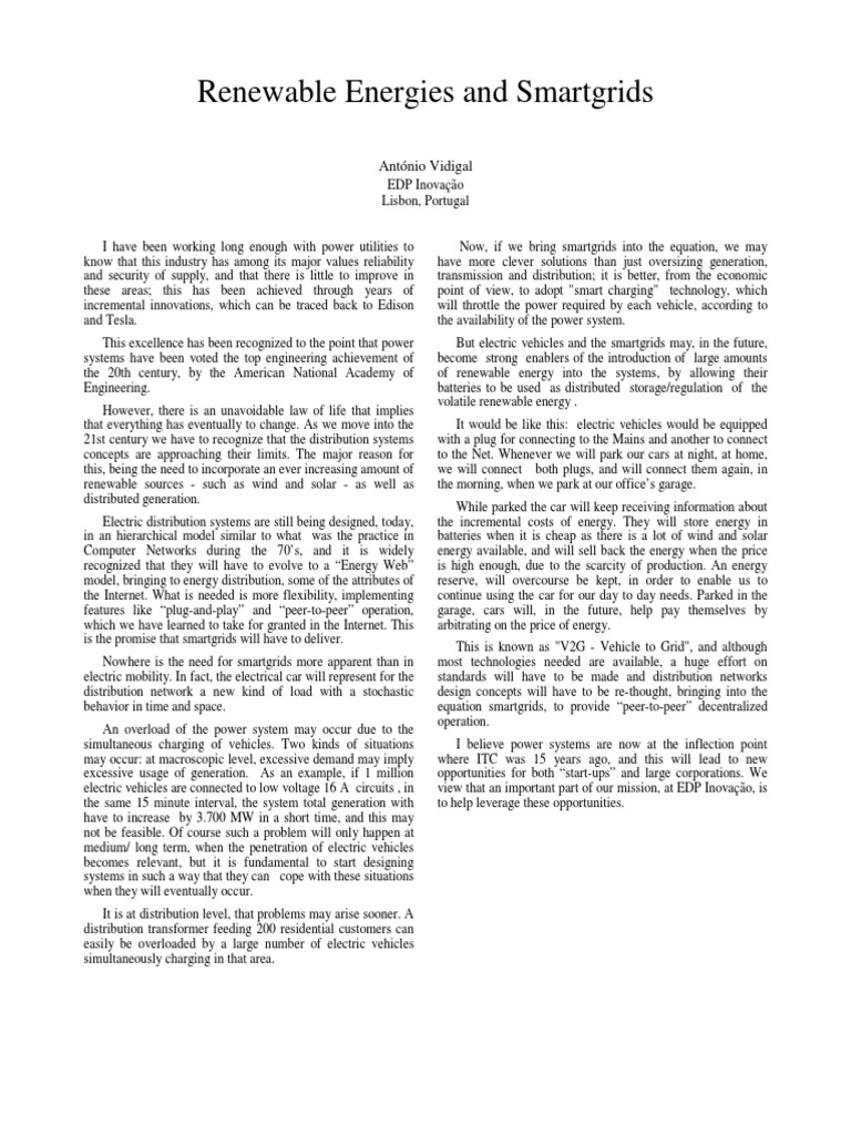 Smartgrids and Renewable Energy Integration | PDF | Smart Grid ...