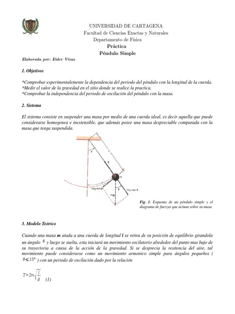 Práctica de Péndulo Simple en Física | PDF | Péndulo | Oscilación