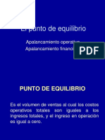 El Punto de Equilibrio. Apalancamiento Operativo Apalancamiento Financiero PDF