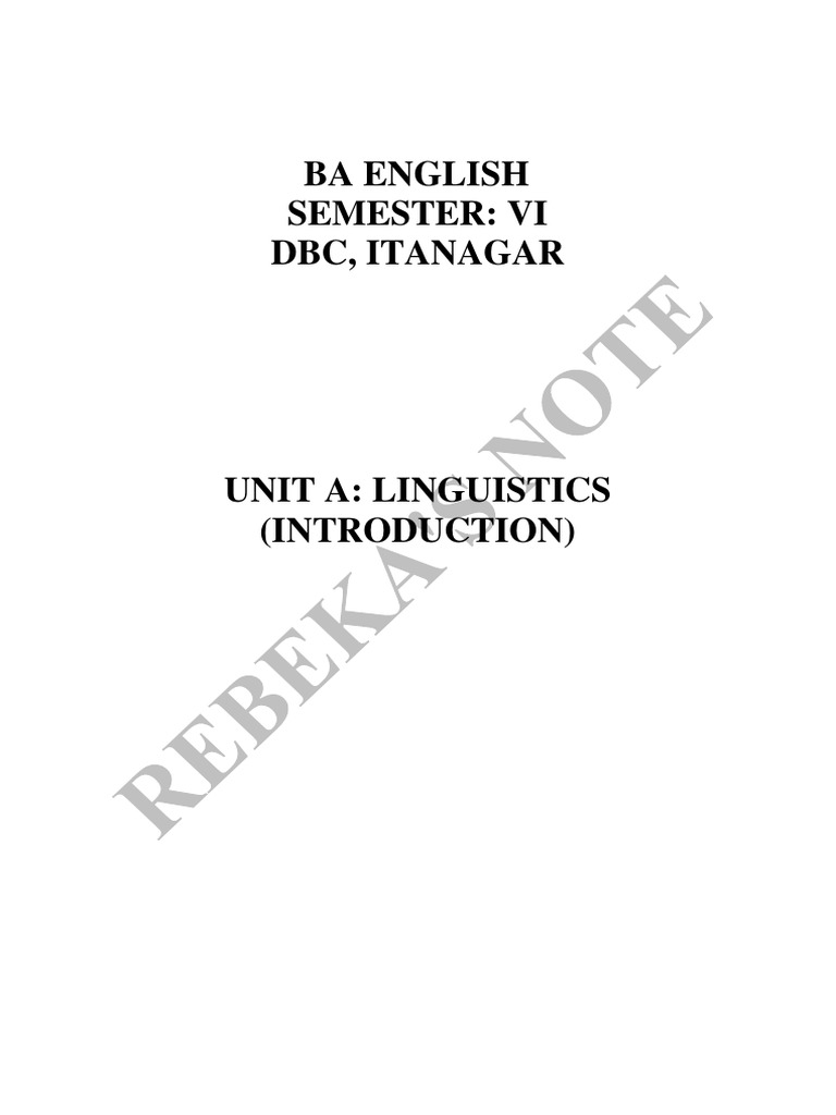 BA 6th Sem English Linguistics Notes | PDF | Phonetics | Linguistics