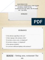 Bar Personnel Beverage Outlets Operating Check List General Objectives To Understand The Beverage Outlets, Bar Personnel and Operating