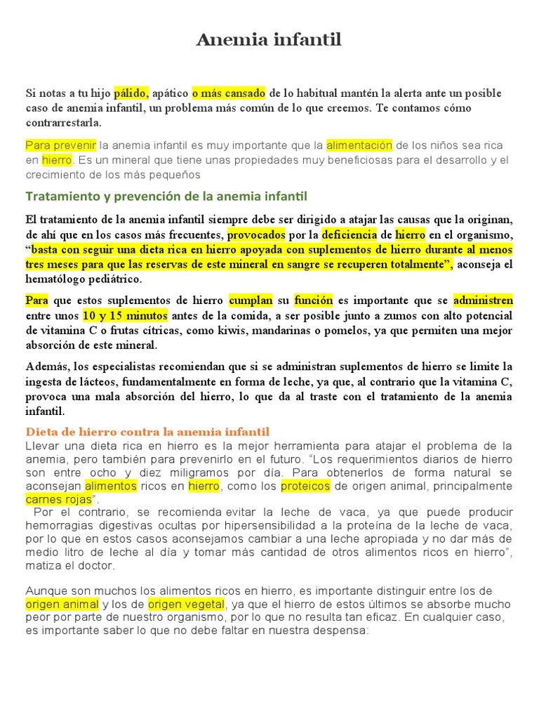 Prevención de la Anemia Infantil | PDF | Anemia | Glóbulo rojo
