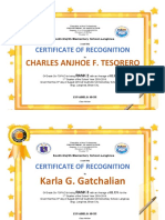 Certificate of Recognition: Charles Anjhoe F. Tesorero