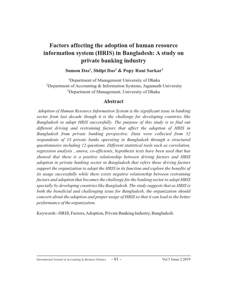 HRIS Adoption Factors in Bangladesh Banking | PDF | Errors And ...