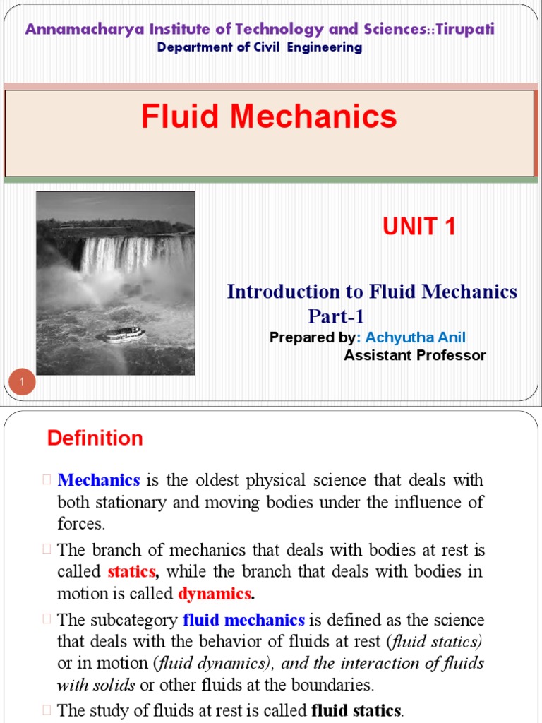 Introduction to Fluid Mechanics Concepts | PDF | Viscosity | Fluid ...