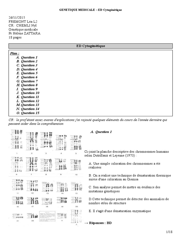 Comment Expliquer L apparition D un Chromosome 21 Surnuméraire Schéma ED Cytogénétique | PDF | Cytogénétique | Chromosome