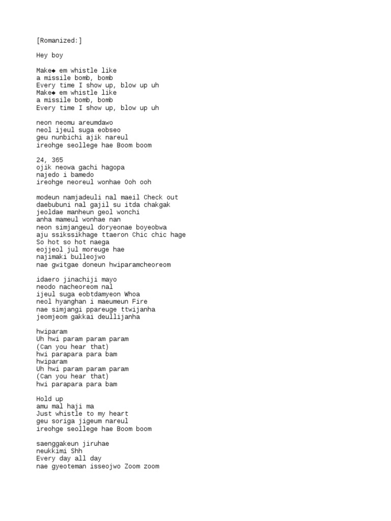 Lyric Blackpink Whistle PDF