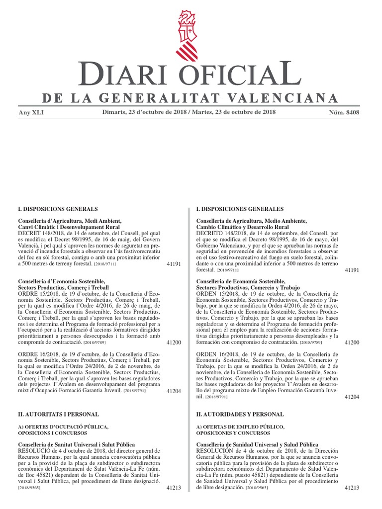 Dogv 23 Octubre PDF | PDF | Pirotécnica | Sentencia (ley)