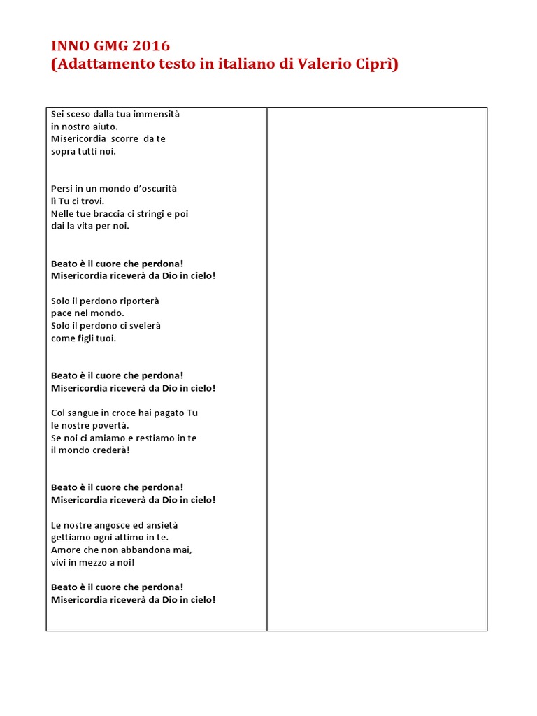Testo Inno GMG Ufficiale Italiano PDF PDF