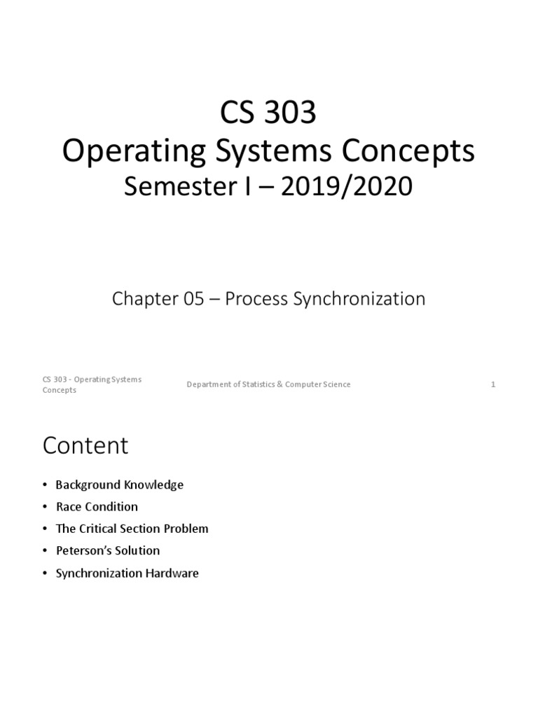 Process Synchronization in OS Concepts | PDF | Operating System ...