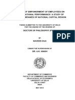Effects of Empowerment of Employees On Organisational Performance: A Study of Select Companies of National Capital Region