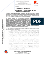 COMUNICADO PUBLICO PROTECCION DE LOS DERECHOS LABORALES MARZO 2020