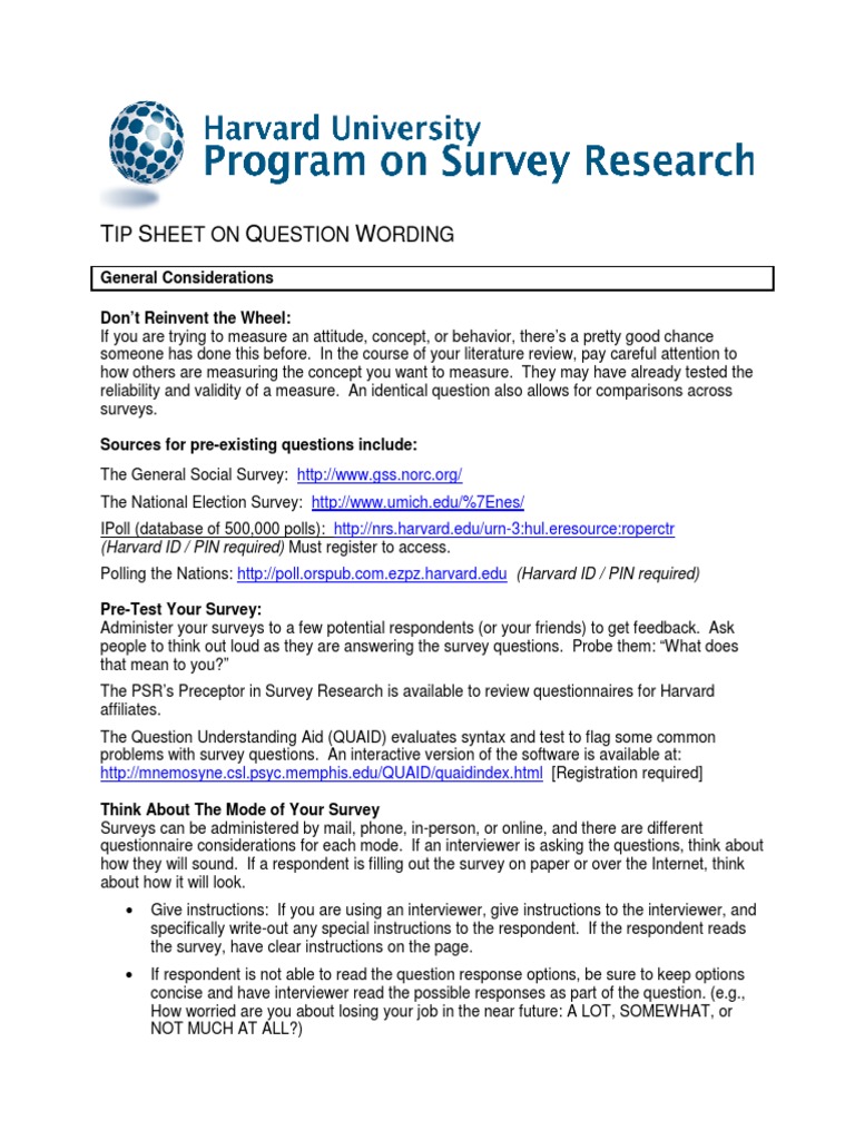Effective Survey Question Design Tips | PDF | Survey Methodology | Question