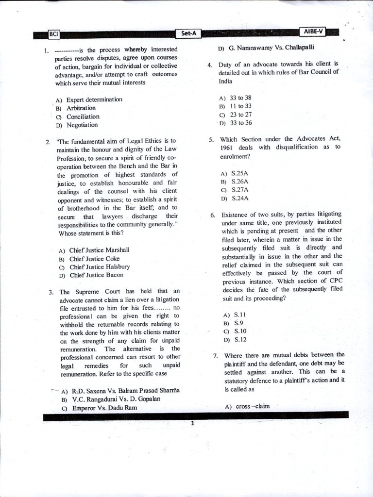 AIBE 5 Question Paper PDF PDF