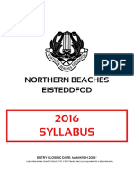 Northern Beaches Eisteddfod: 2016 Syllabus