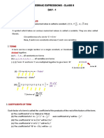 Algebraic Expressions Notes Day-1