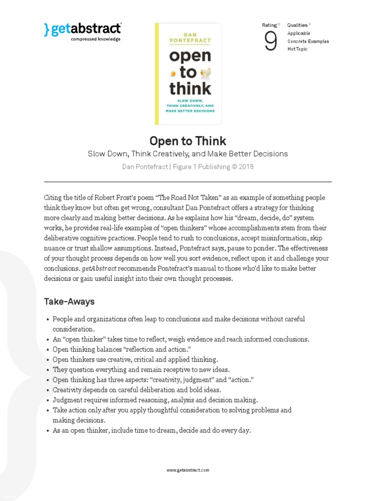 Open To Think Pontefract en 32924 | PDF | Thought | Critical Thinking