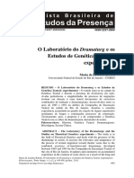 Laboratório do Dramaturg e Estudos Genética Teatral