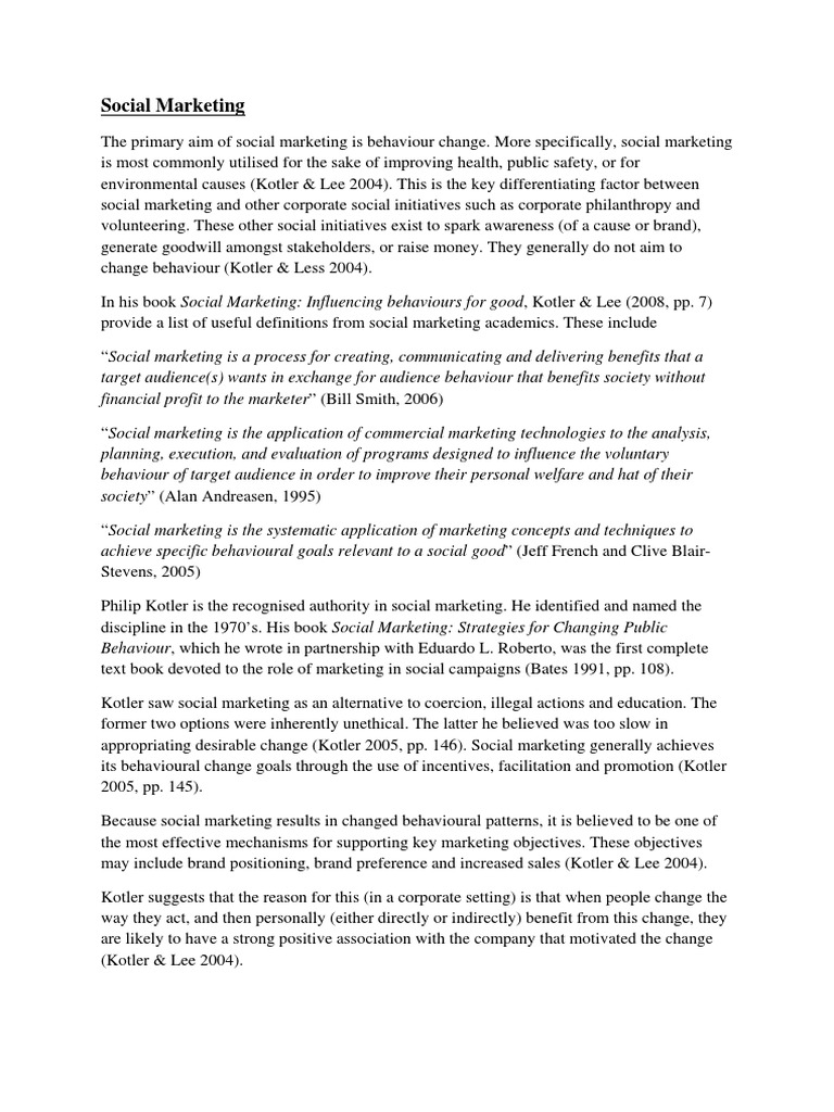 Social Marketing 20 August 2008 PDF Target Audience Nonprofit