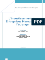 L'investissement Des Entreprises Marocaines À L'étranger: Master Spécialisé: Anagement Inancier de L' Ntreprise