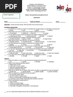 First Quarter Examination Mapeh 8: Raba National High School