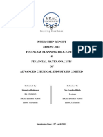 Internship Report SPRING 2018 Finance & Planning Procedures & Financial Ratio Analysis OF Advanced Chemical Industries Limited