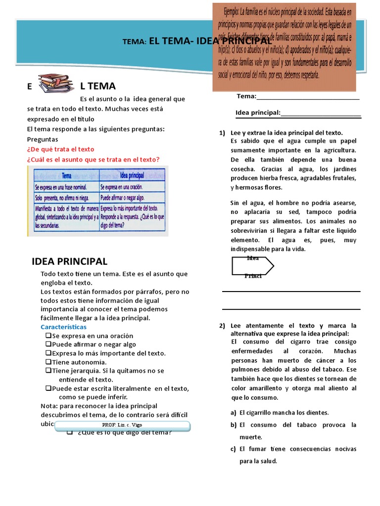Tema e Idea Principal en Textos | PDF | Nicotina | Naturaleza