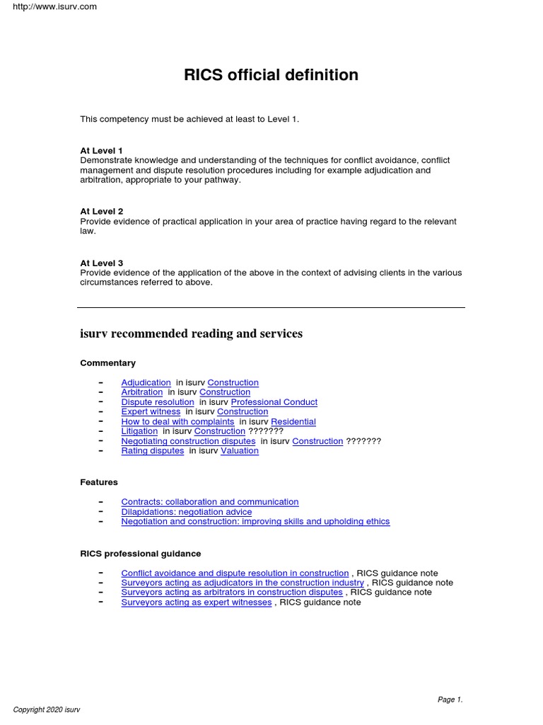 RICS Official Definition Isurv Reading and Services PDF