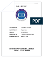 Lab 1 Report: Course Title: Control Systems