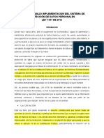 Plan de Trabajo Implementación de La Ley 1581 de 2012