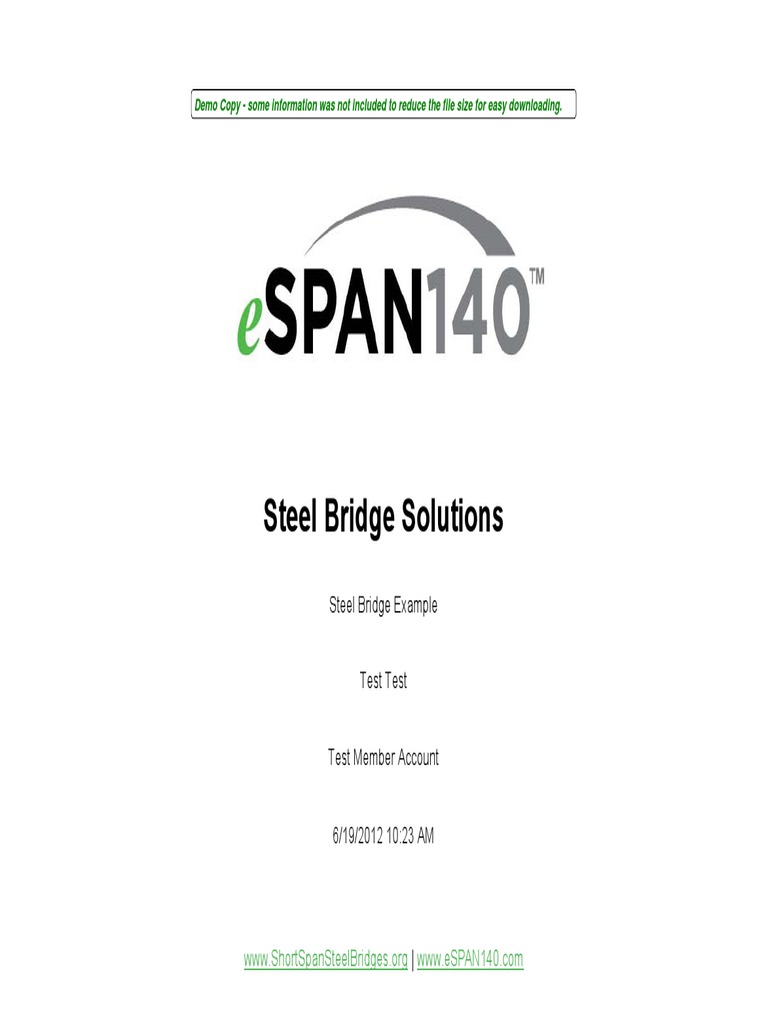 Steel Bridge Solutions Steel Bridge Example Test Test Test Member