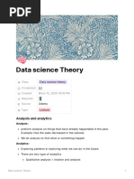 Data Science Theory: Analysis and Analytics