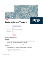Data Science Theory: Analysis and Analytics