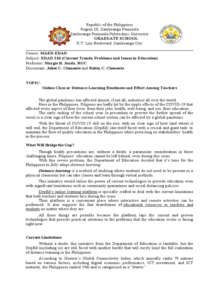 Online Learning in Philippine Education | PDF | Distance Education ...