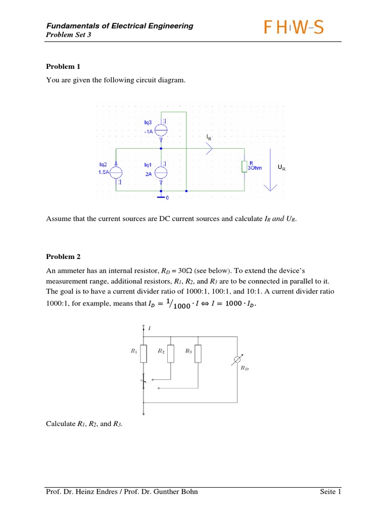 Problem 1: Fundamentals of Electrical Engineering Problem Set 3 | PDF